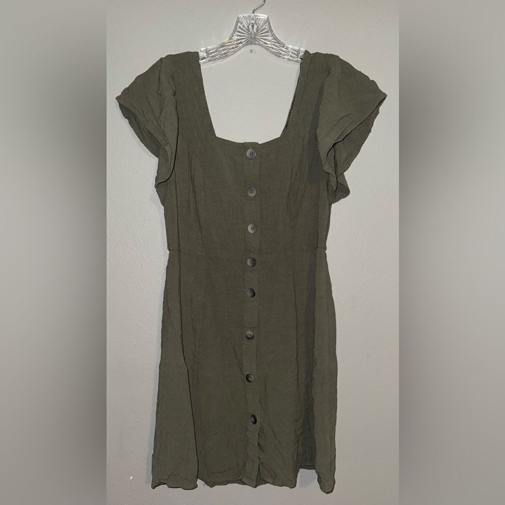 Universal Thread Army green Button-Front Mini Dress size small #720